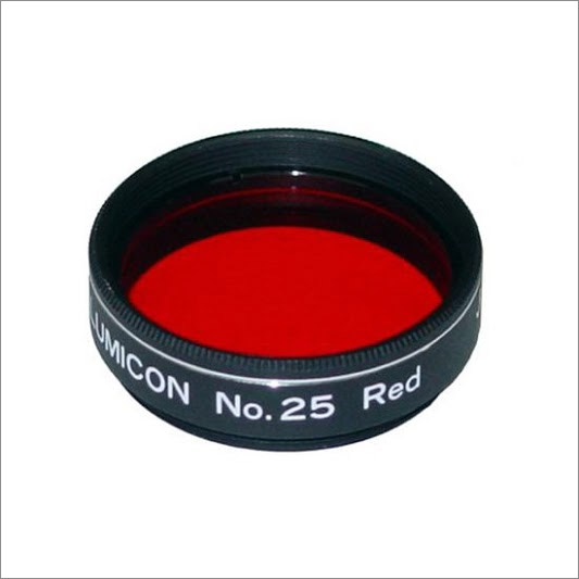 A #25 Wratten filter threaded for a 1.25-inch eyepiece