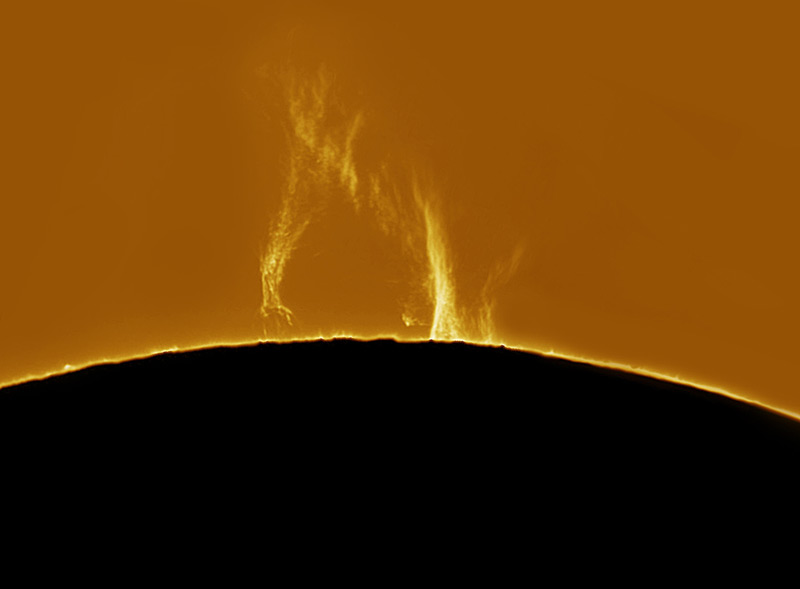 Solar prominence imaged at the wavelength of H-alpha