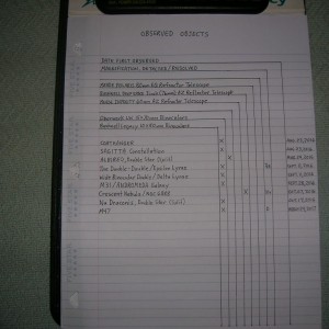 Observed Objects Page