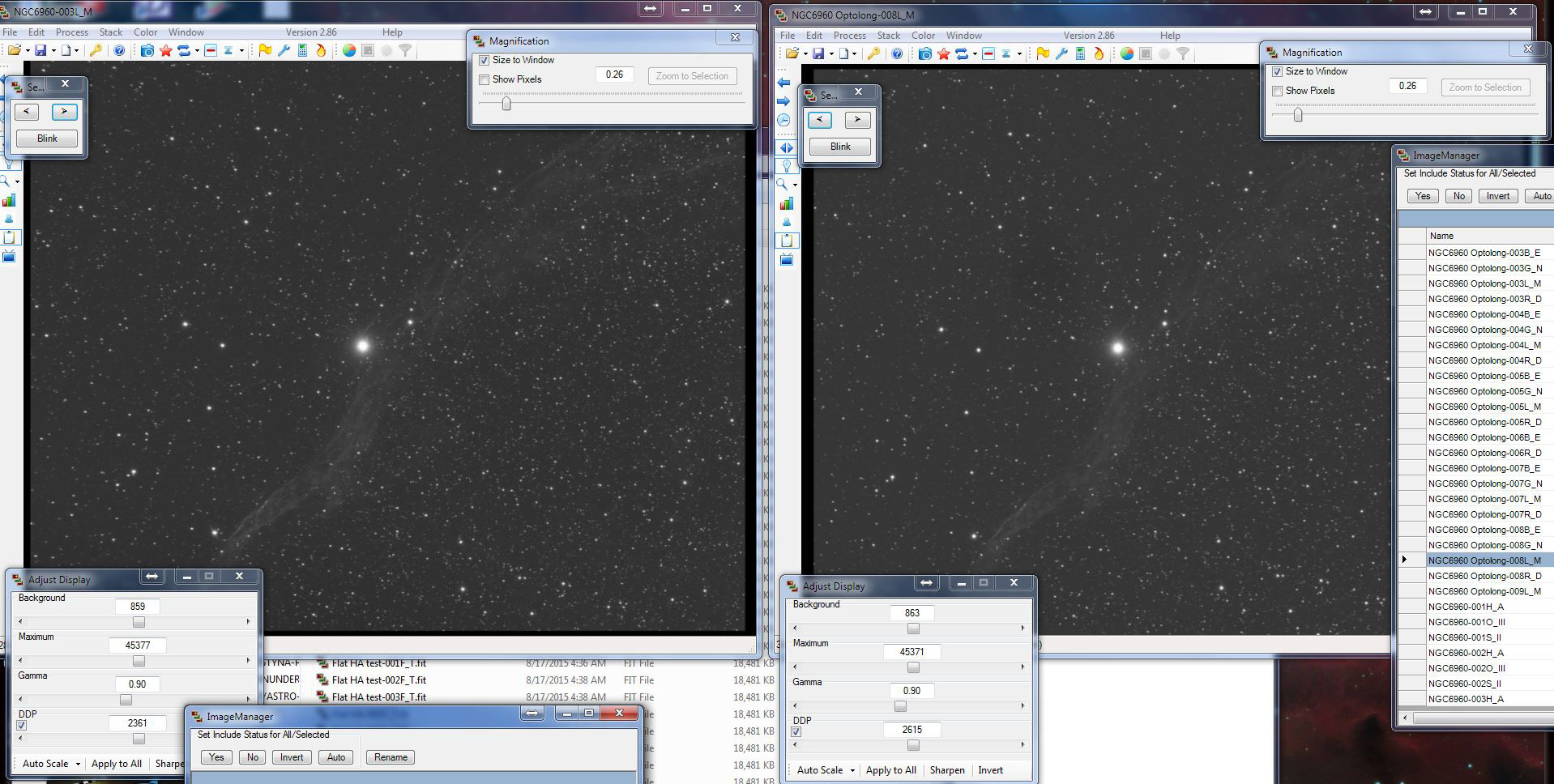 ADU measurements in the Luminance channel